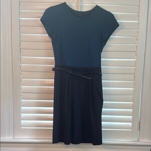 Theory Blue and Black Dress, Cap Sleeve, Crew Neck